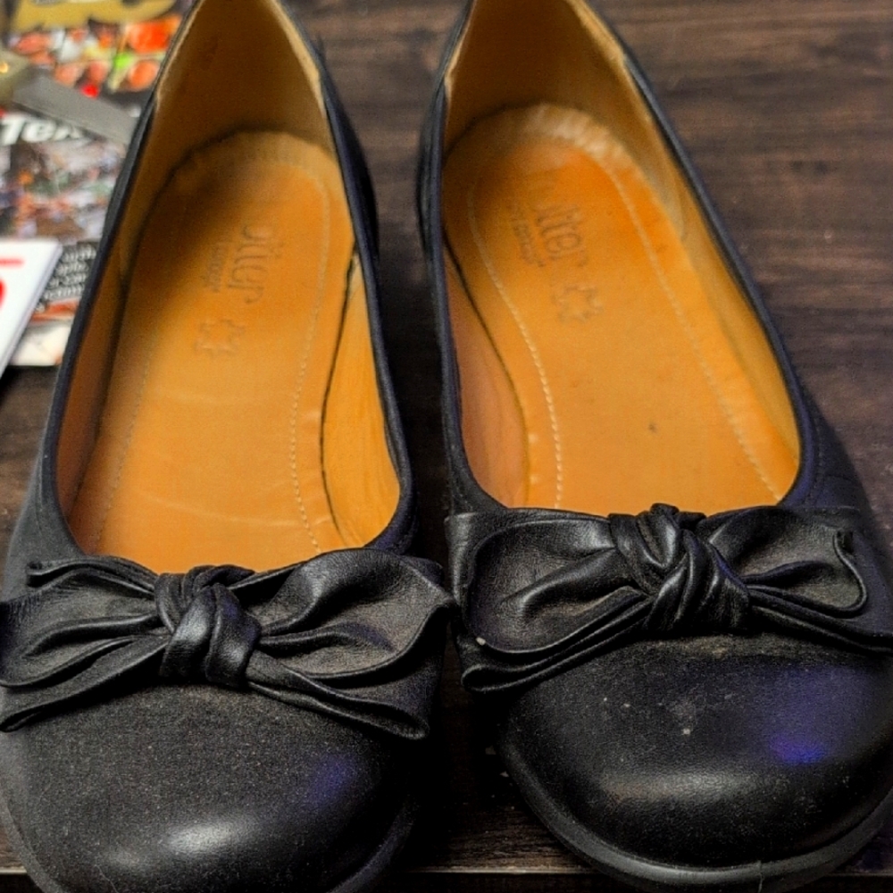 Hotter Elegant Black Bow Flats